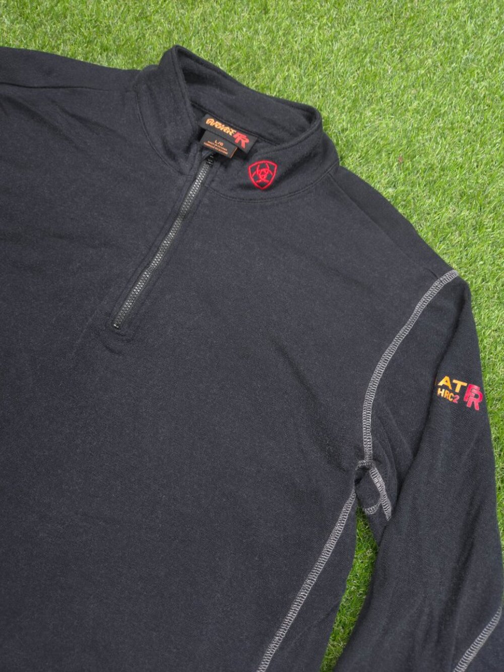 Ariat 1/4 Zip Pullover Polartec Shirt Mens Large Flame Resistant Workwear HRC2 - Picture 2 of 14